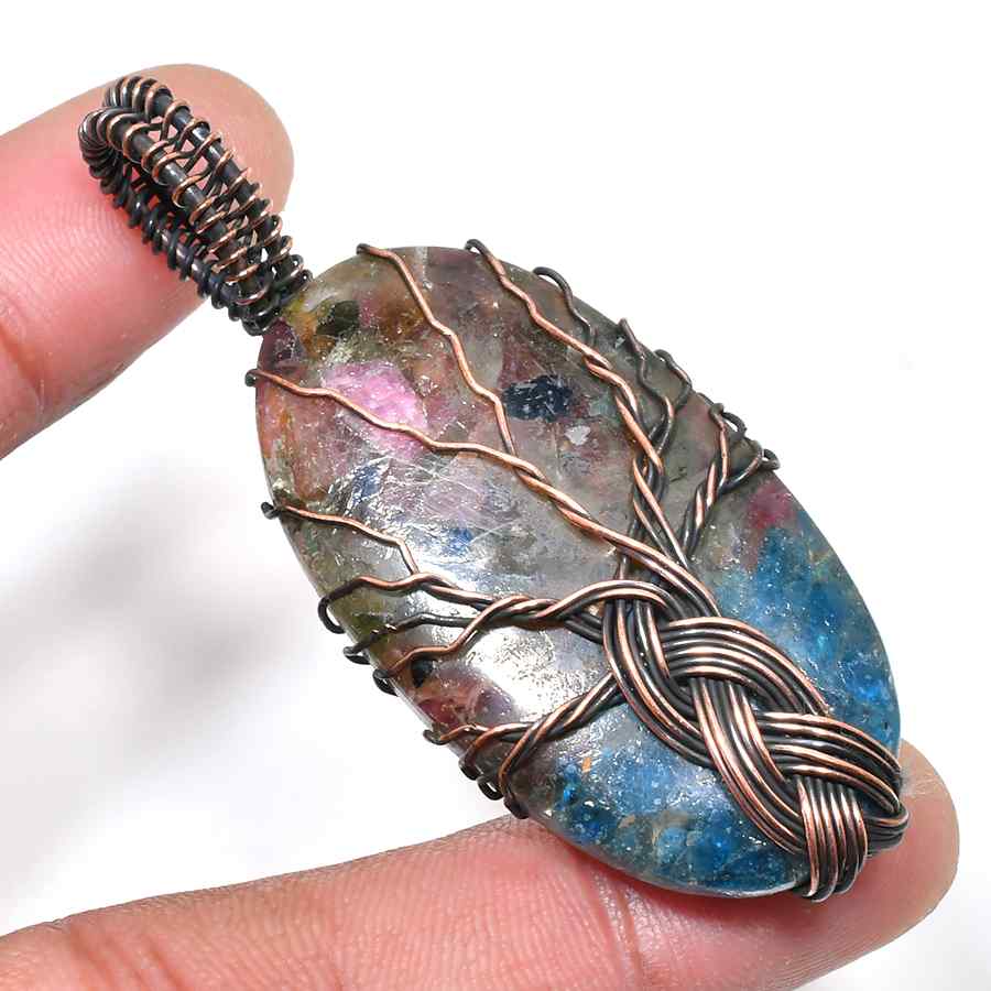 Celestial Harmony – Wire-Wrapped Amethyst & Copper Pendant