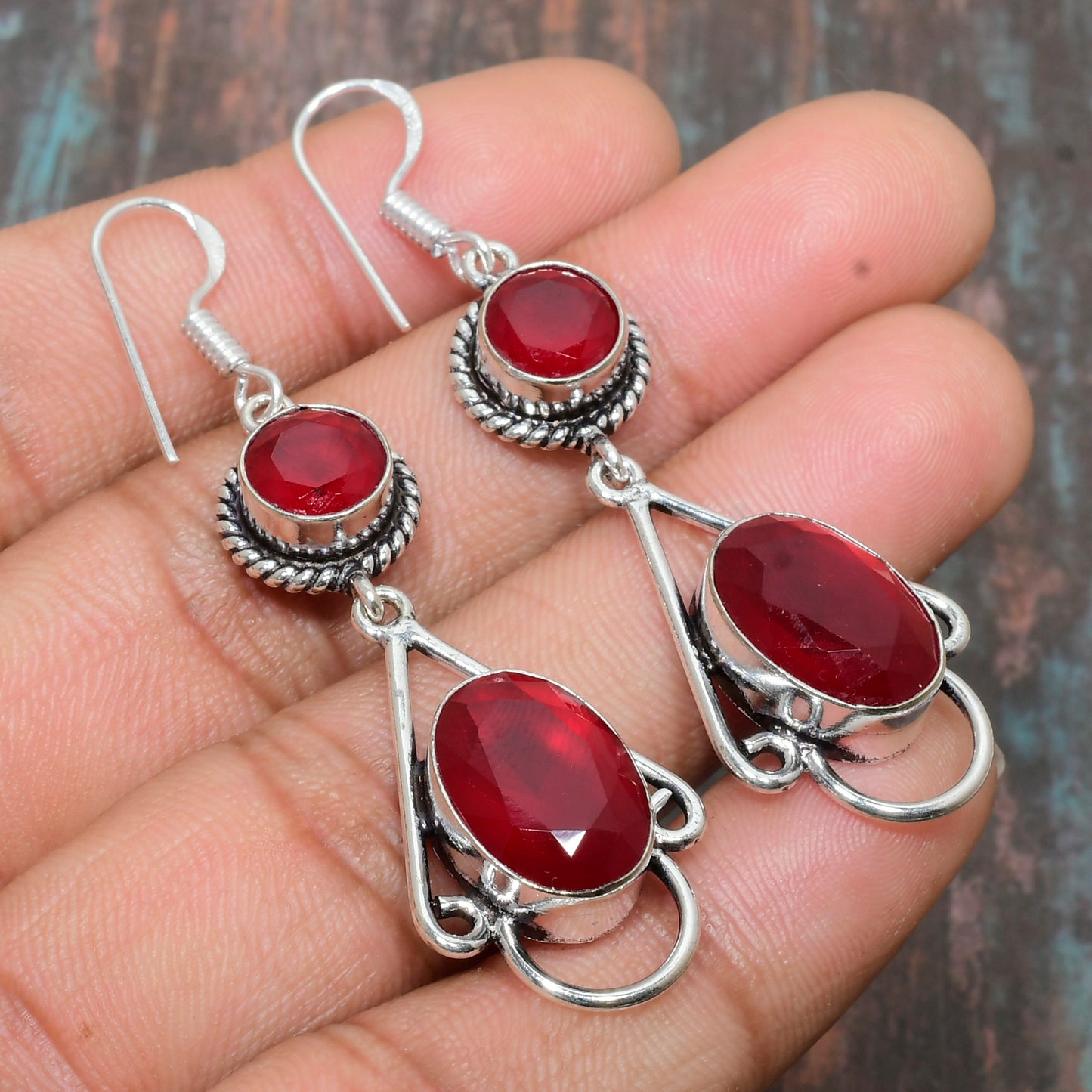 Ember’s Glow – Ruby & Sterling Silver Earrings