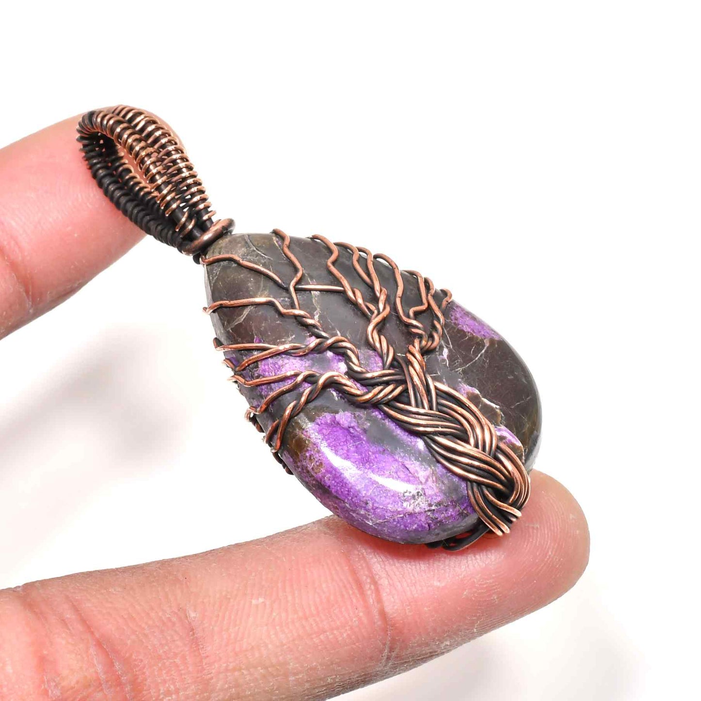 Ezra’s Veil – Handcrafted Amethyst & Oxidized Copper Pendant