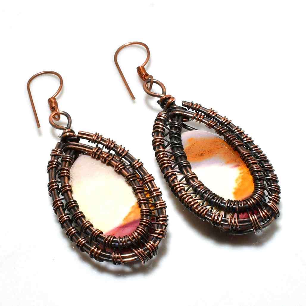 Gaia’s Harmony – Copper-Wrapped Agate Earrings