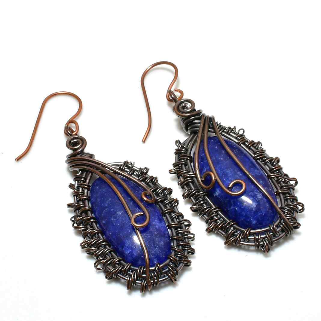 Celestial Clarity – Lapis Lazuli Bronze Earrings