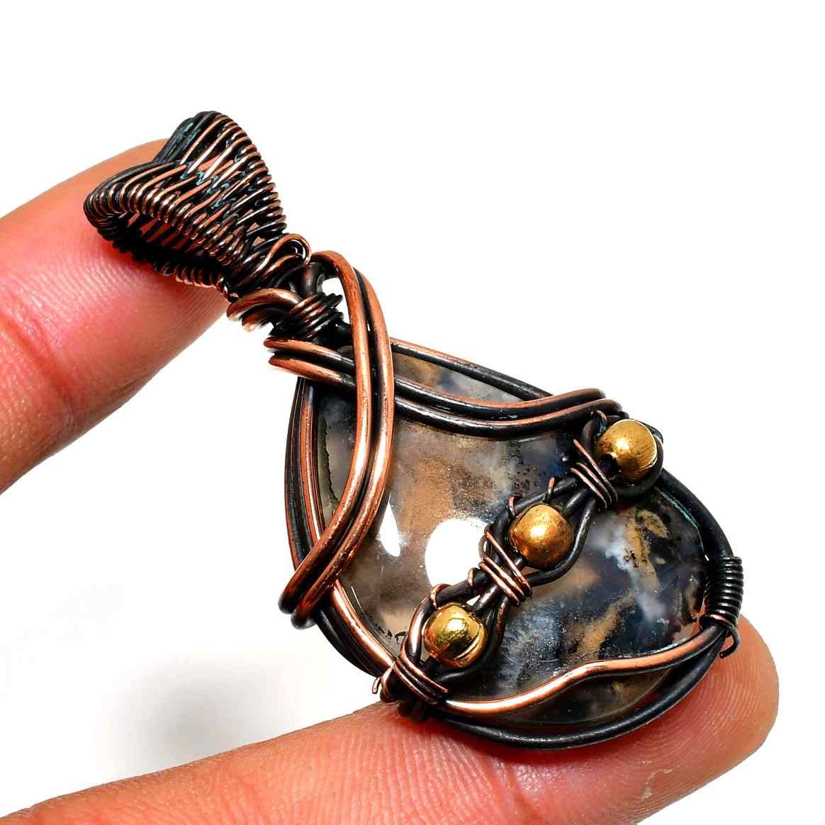 Ember’s Essence – Copper-Wrapped Agate Pendant