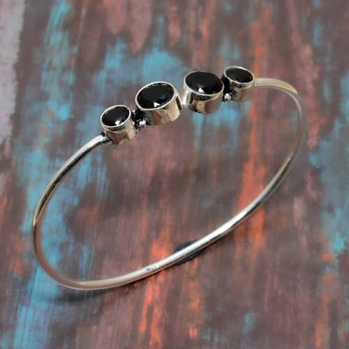 Onyx Cascade – Black Onyx & Sterling Silver Bracelet