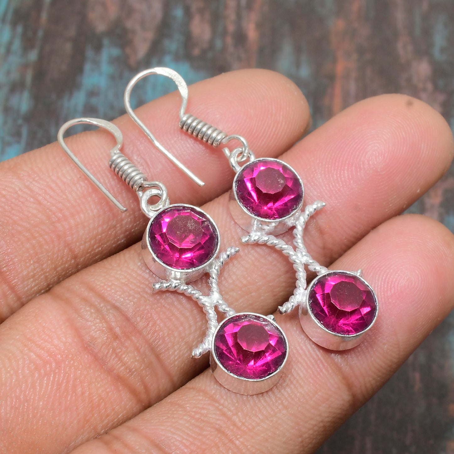Radiant Ruby Drops – Sterling Silver Earrings