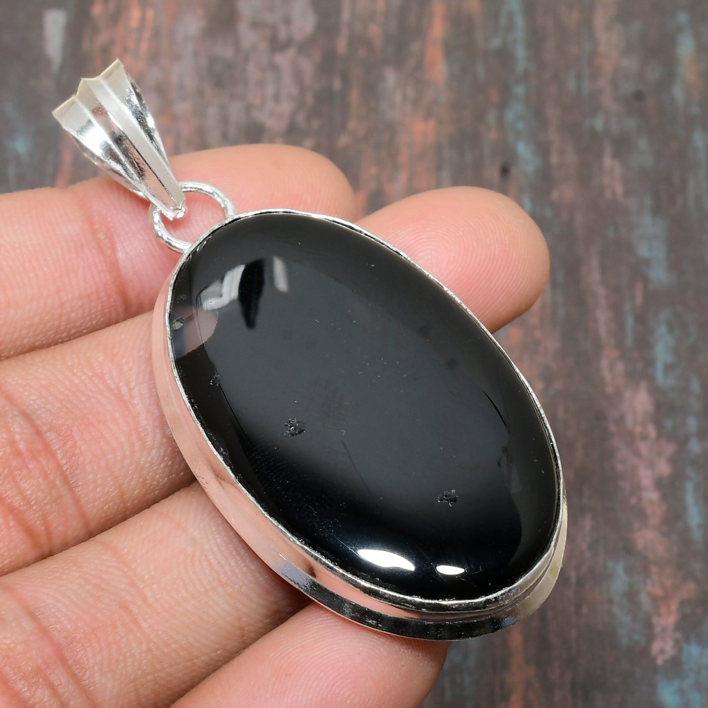 Obsidian Aura – Sterling Silver Grounding Pendant