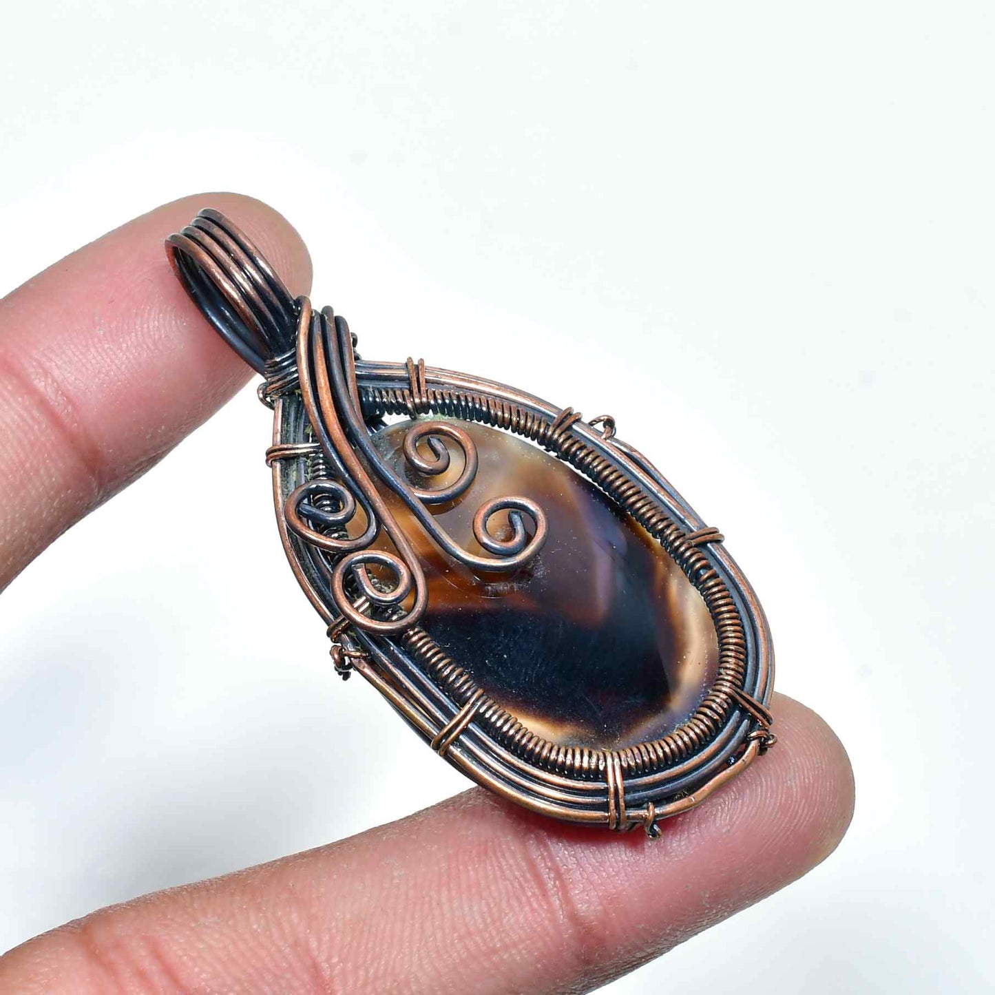Spirit’s Anchor – Oxidized Copper Agate Pendant