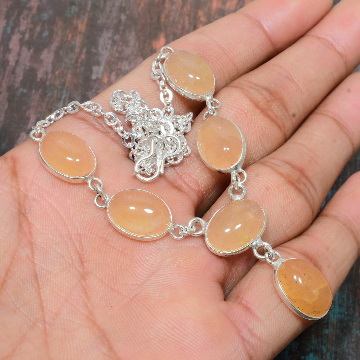 Sun-Kissed Serenity – Peach Moonstone Necklace