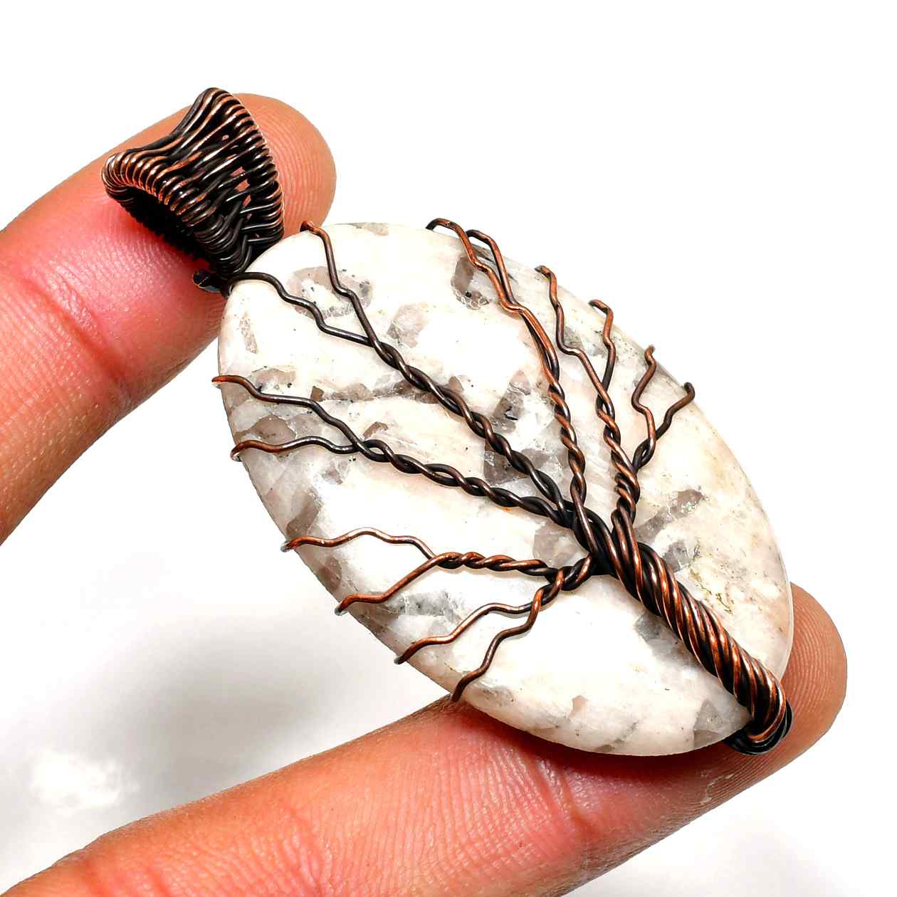 Clarity’s Embrace – Oxidized Copper Quartz Pendant