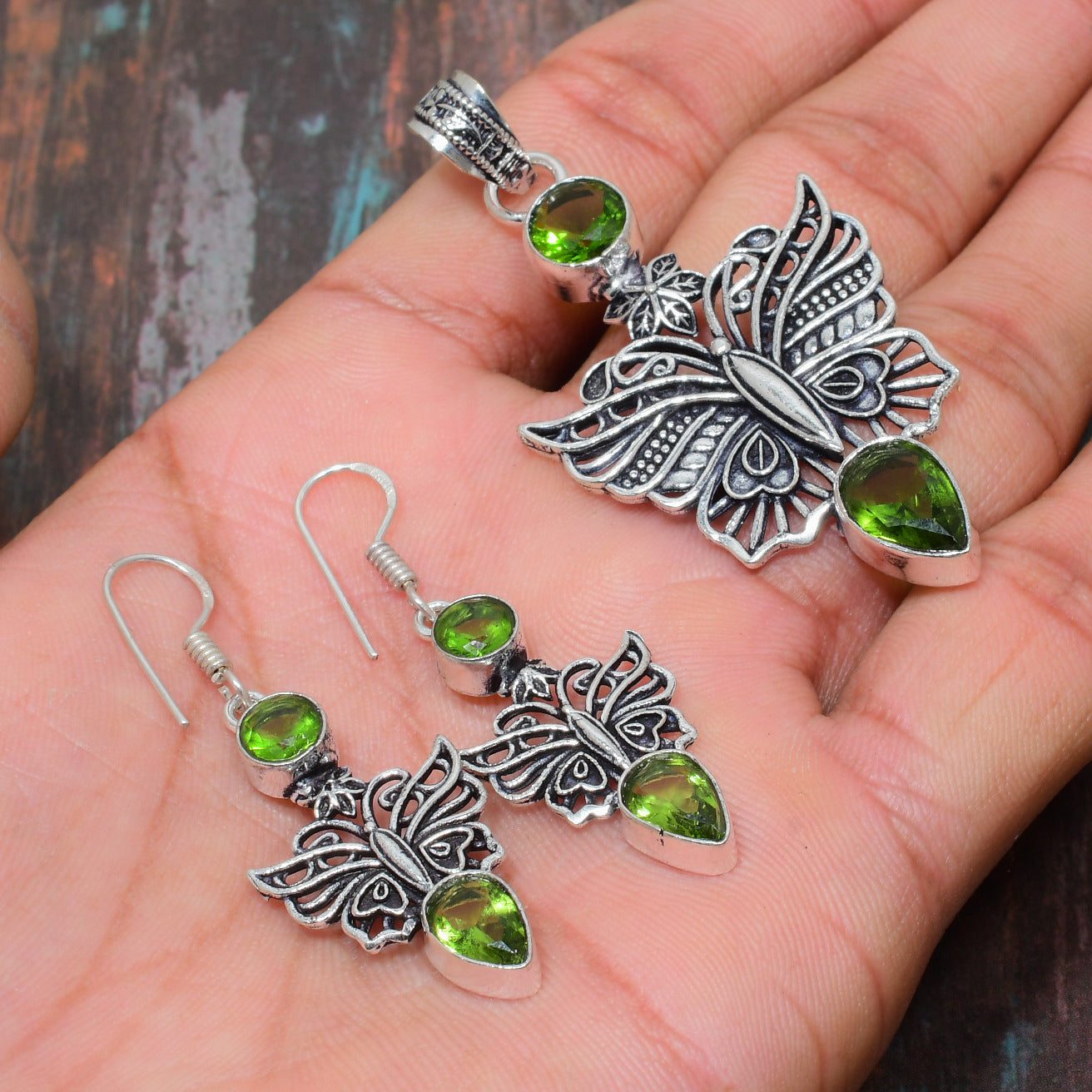 Butterfly Dreams – Peridot Sterling Silver Jewelry Set
