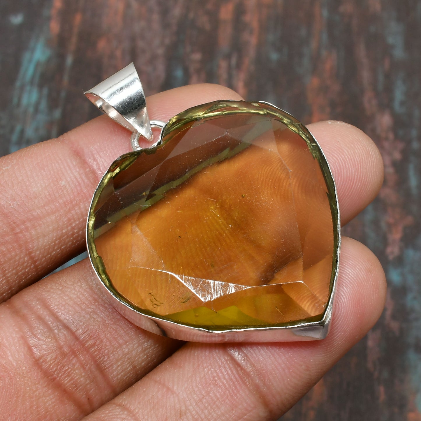 Ember’s Heart – Genuine Amber & Sterling Silver Pendant