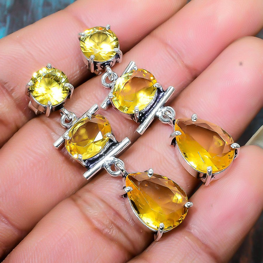 Sunburst Glow – Citrine Sterling Silver Earrings