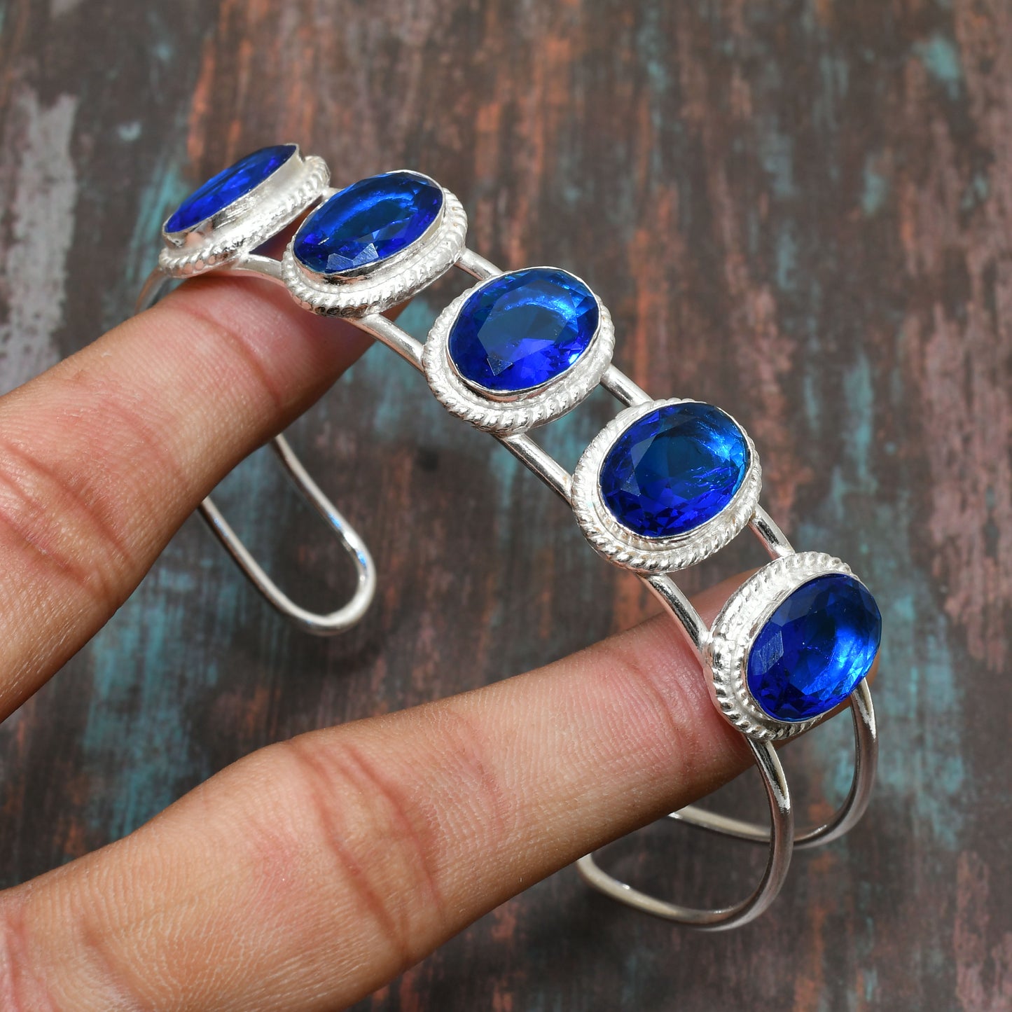 Indigo Grace – Sterling Silver Blue Gemstone Bracelet