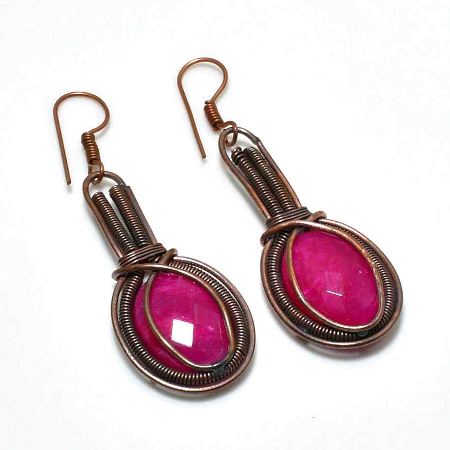 Scarlet Spark – Ruby & Oxidized Copper Earrings
