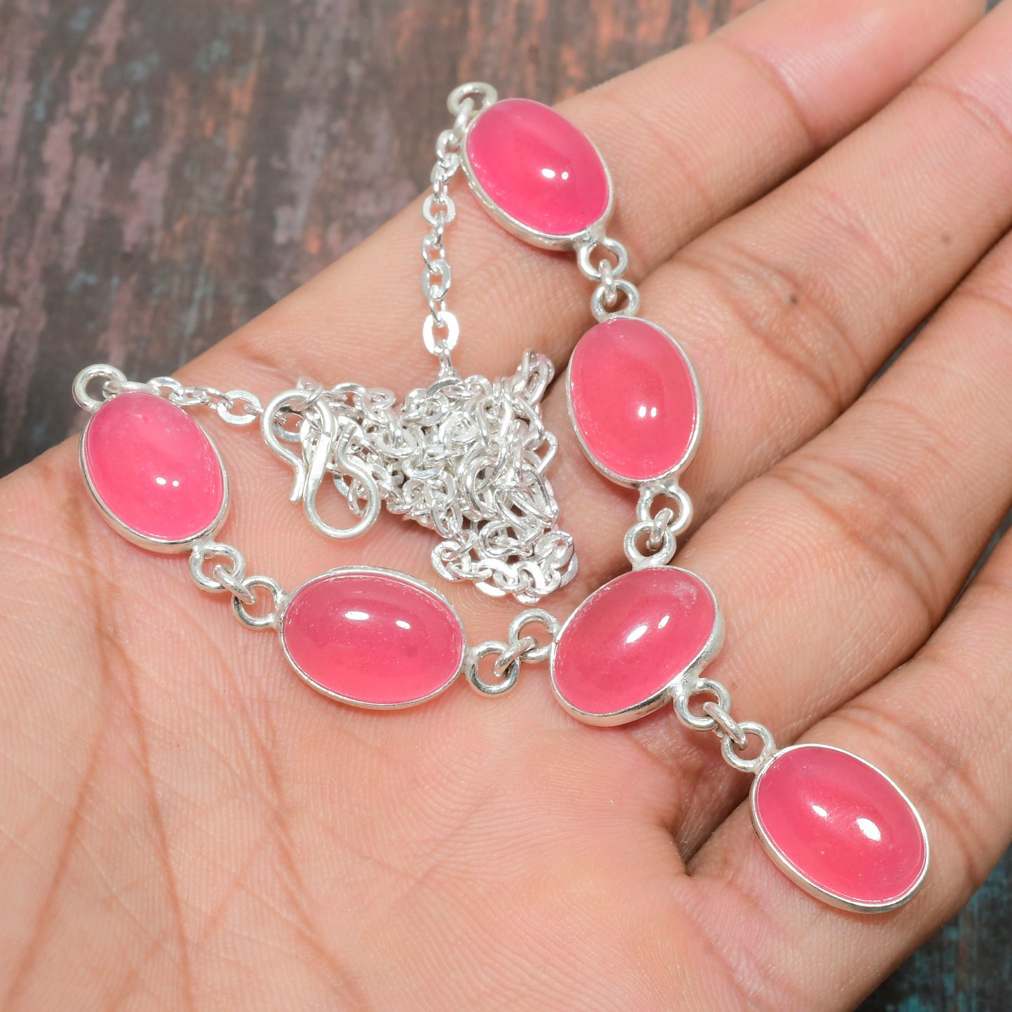 Serenity’s Embrace – Pink Opal & Sterling Silver Necklace