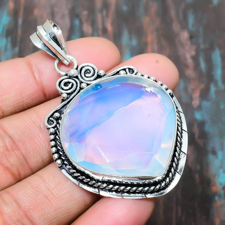 Celestial Glow – Opalite Silver Pendant