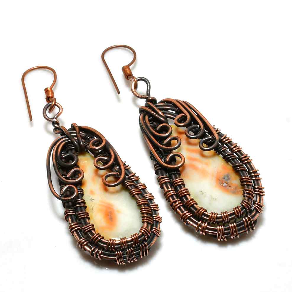 Gaia’s Embrace – Agate Copper Earrings