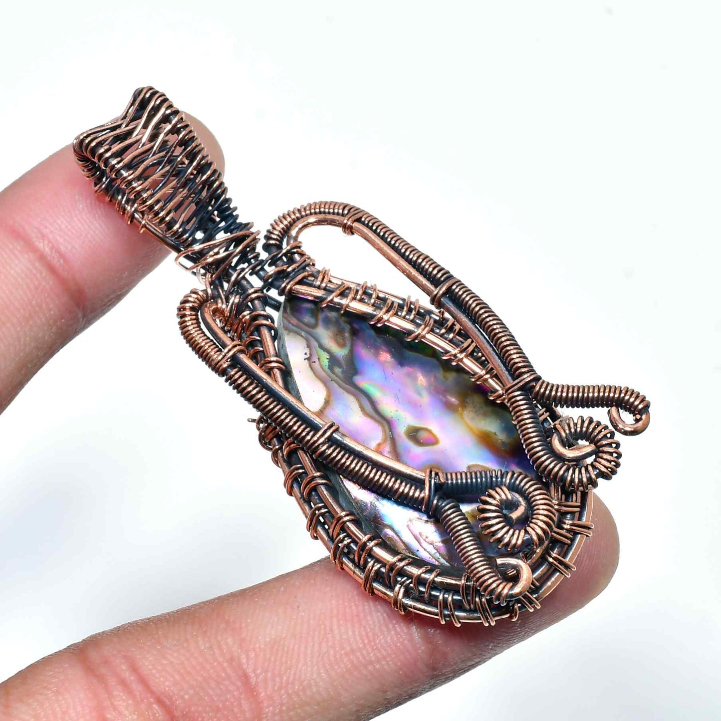 Astral Embrace – Opal Copper Pendant