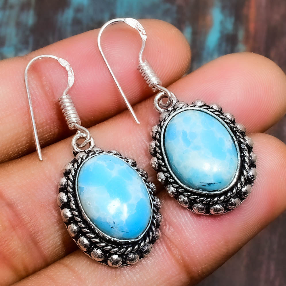 Coastal Serenity – Larimar & Sterling Silver Earrings
