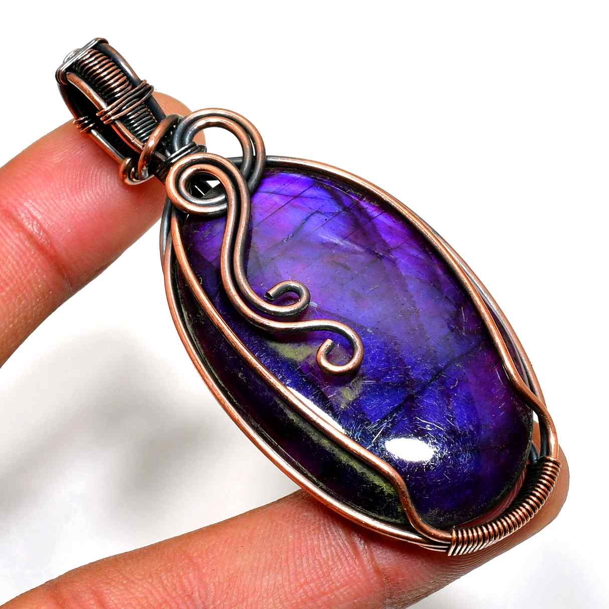 Ezra’s Veil – Oxidized Copper Amethyst Pendant