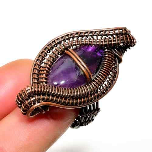 Ezra’s Veil – Oxidized Copper Amethyst Pendant