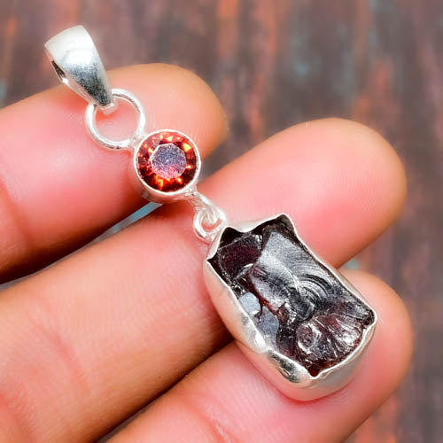 Crimson Shield – Garnet & Black Tourmaline Pendant