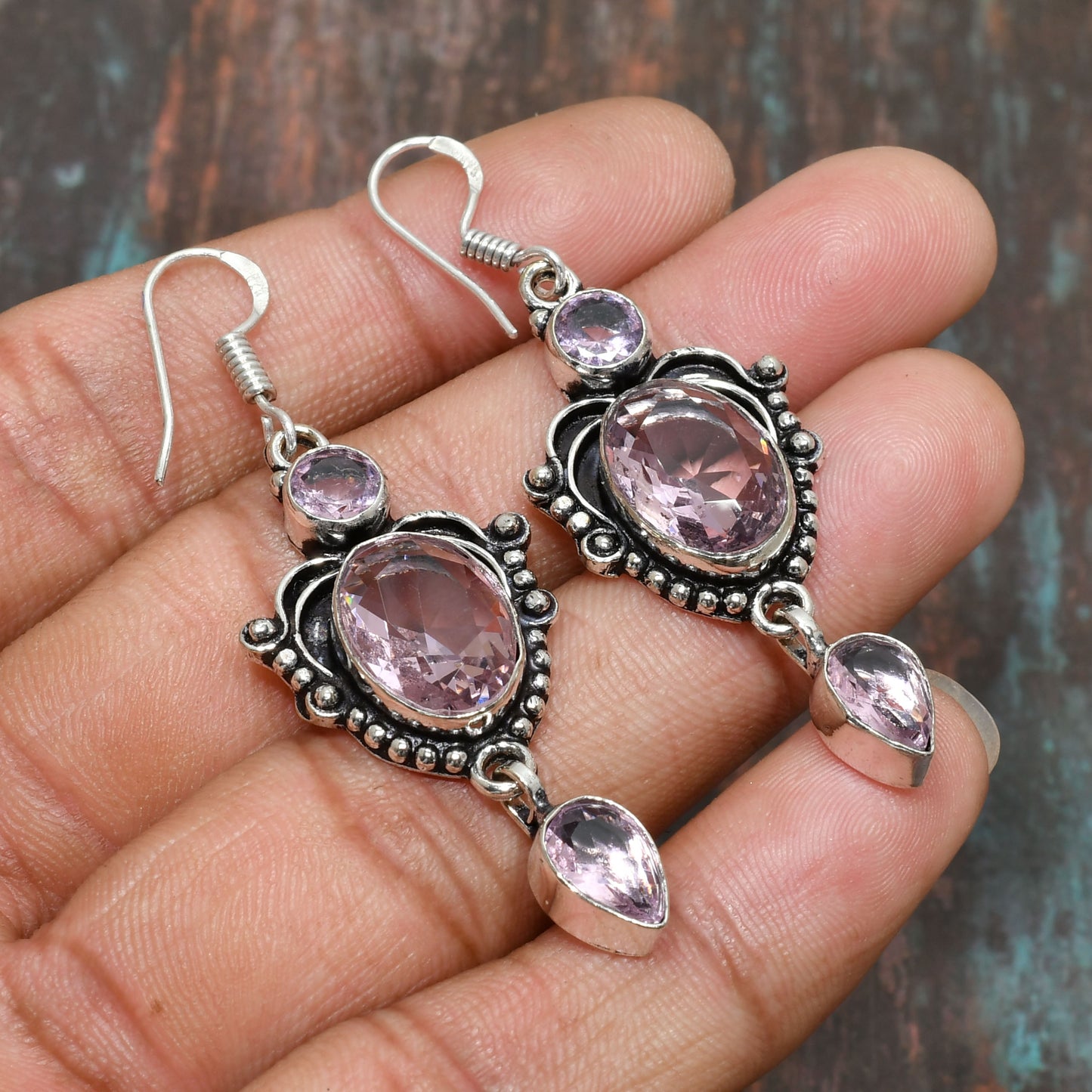 Harmony’s Heart – Rose Quartz Silver Earrings