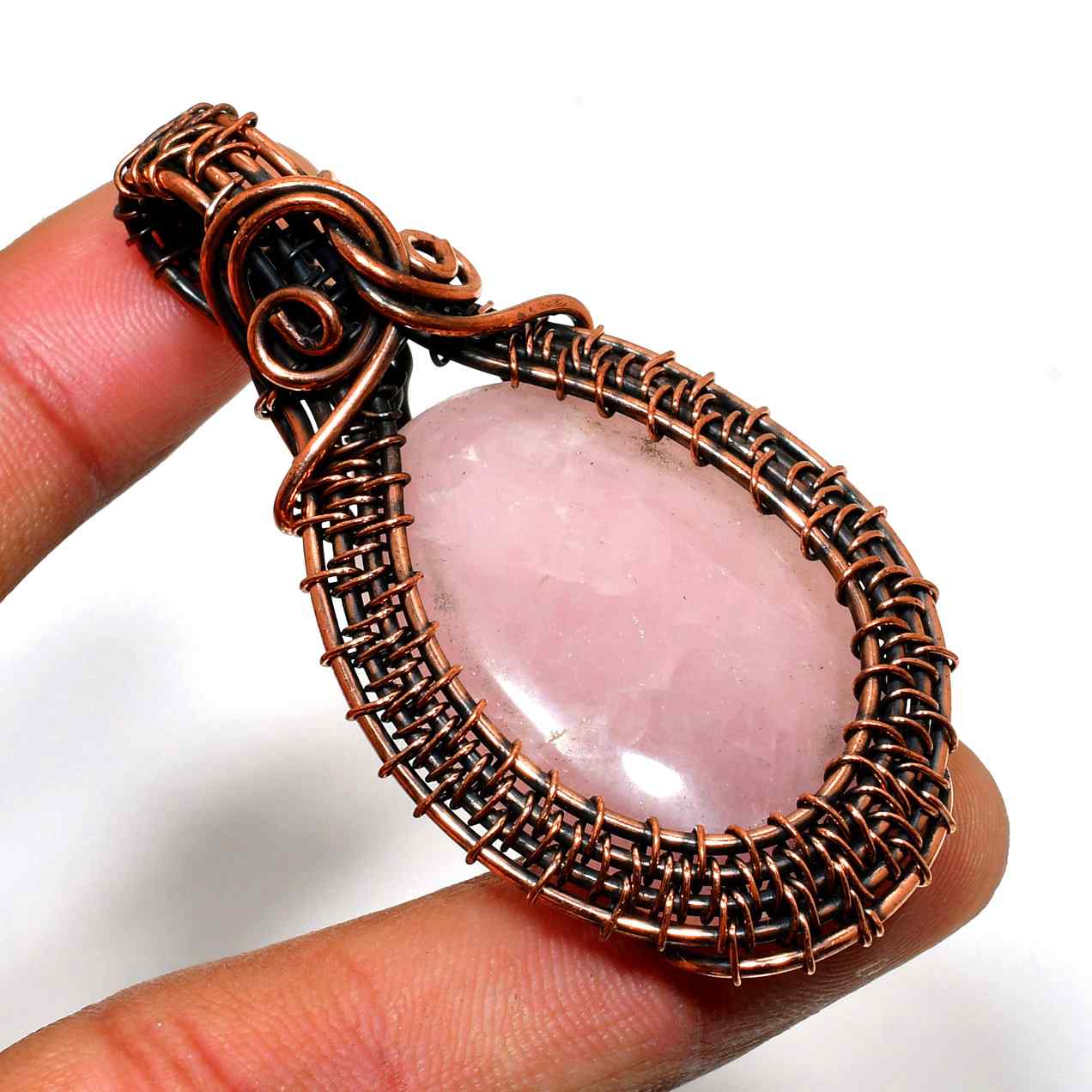 Harmony’s Heart – Rose Quartz Copper Pendant