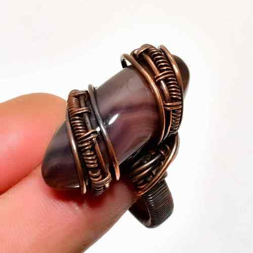 Celestial Grace – Amethyst & Copper Ring