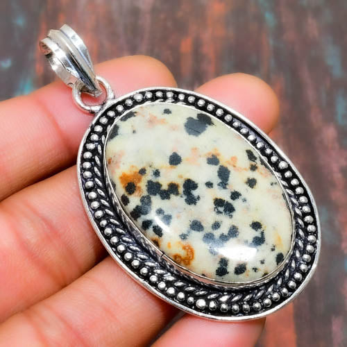 Spotted Serenity – Dalmatian Jasper Silver Pendant
