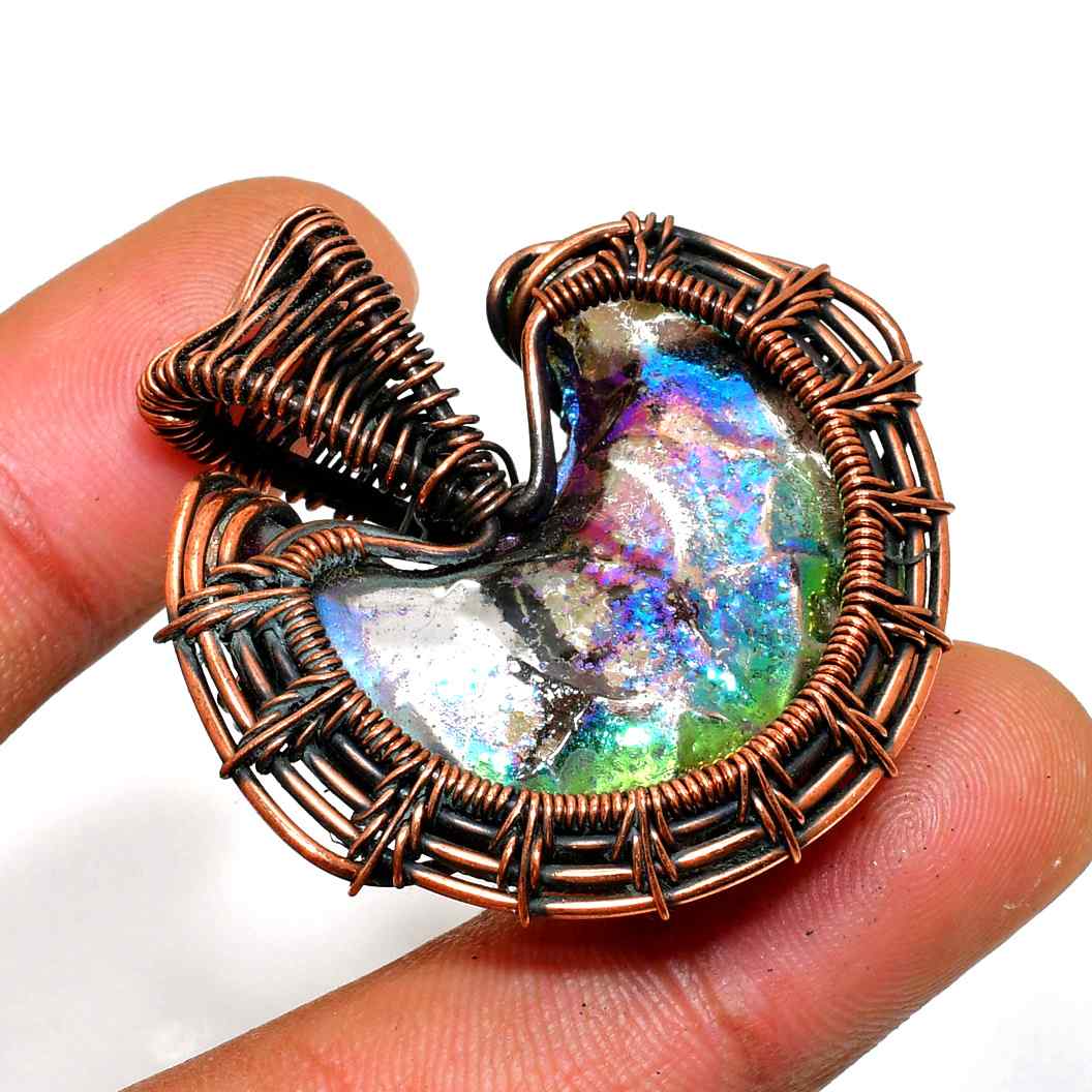 Celeste’s Glow – Opal & Copper Pendant