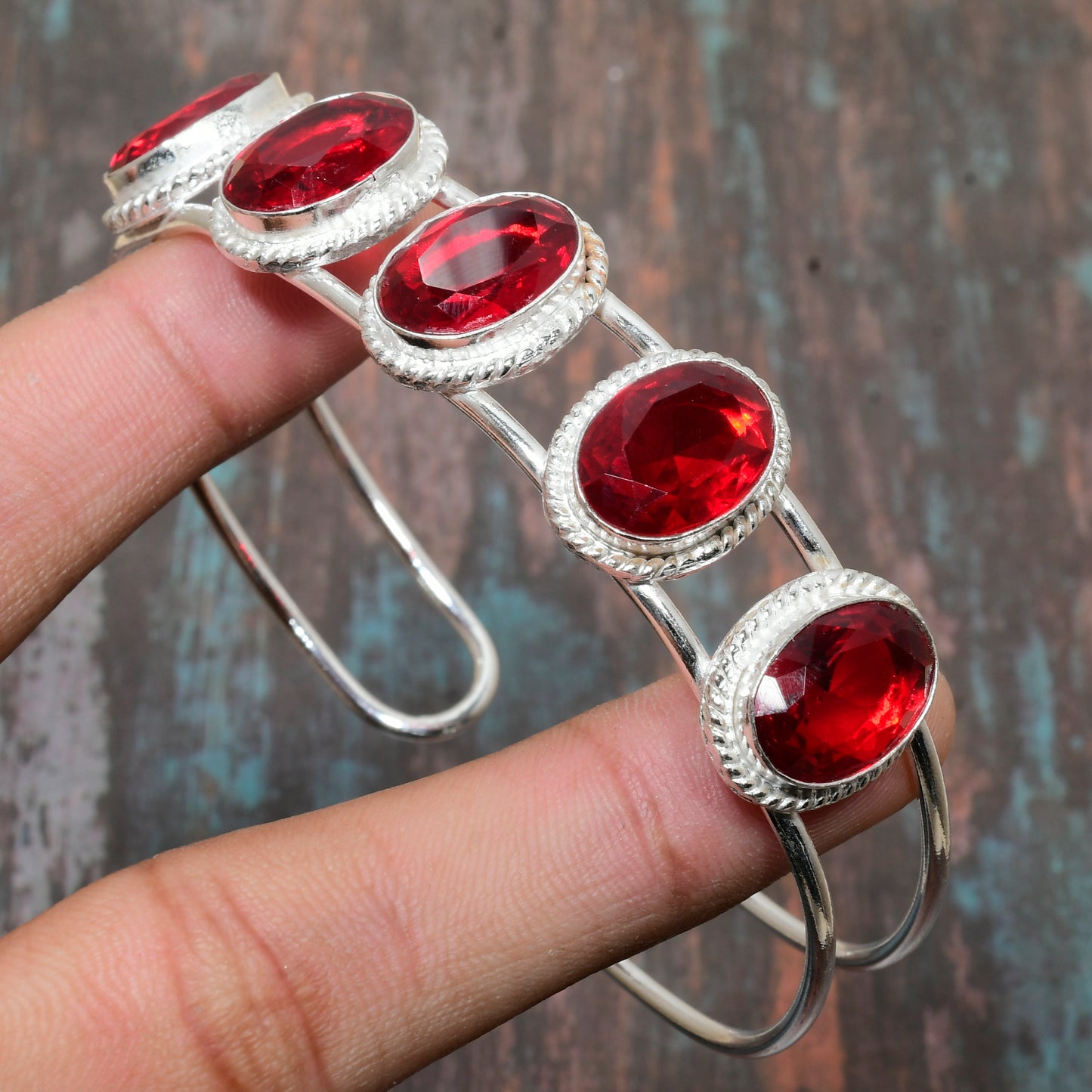 Ember’s Embrace – Sterling Silver Ruby Bracelet