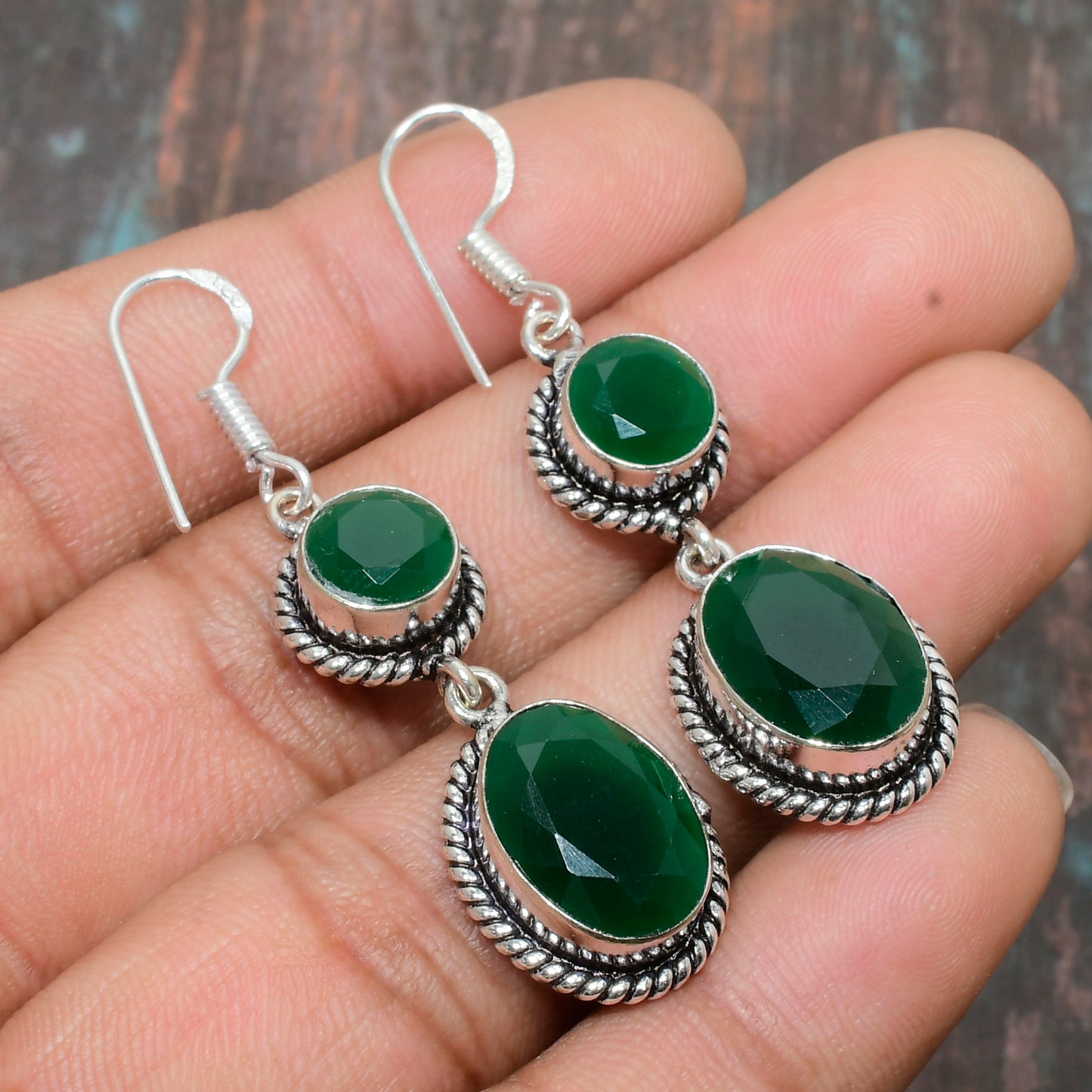Jade Harmony – Handcrafted Silver Earrings