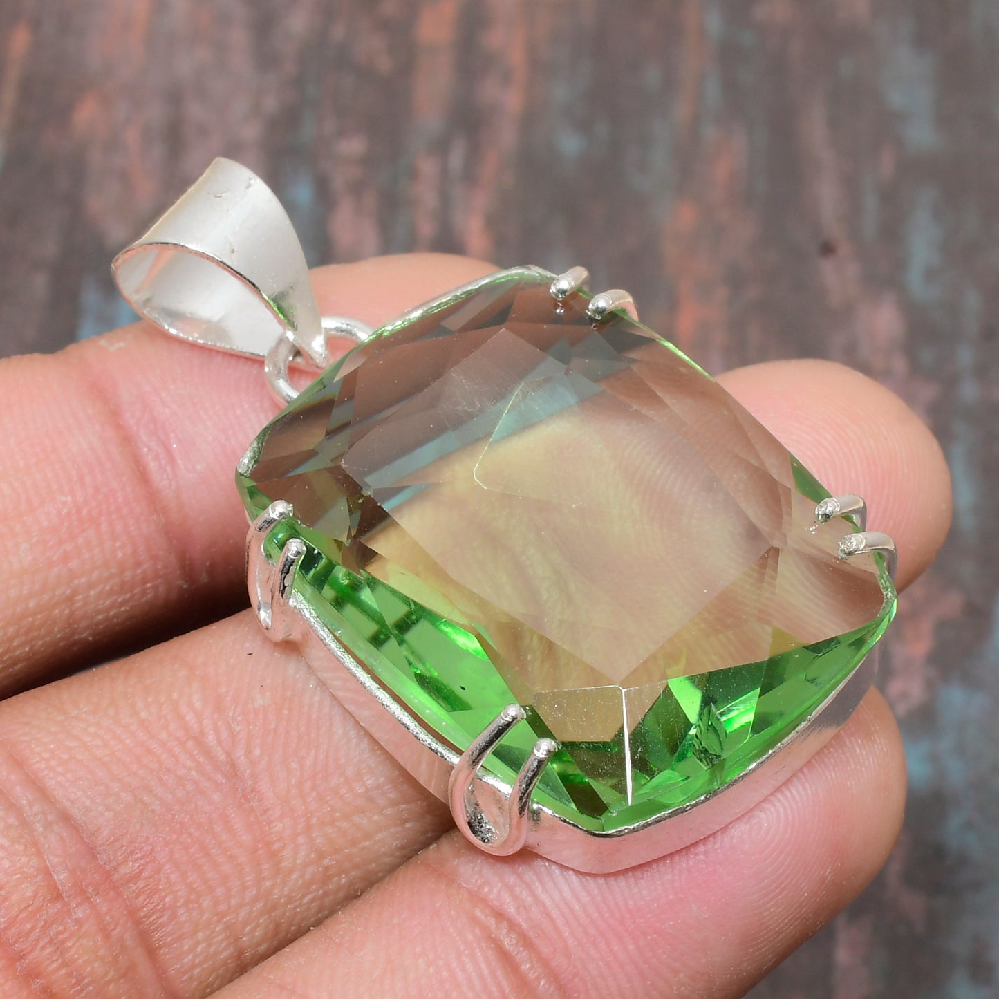 Verdant Harmony – Green Fluorite Sterling Pendant