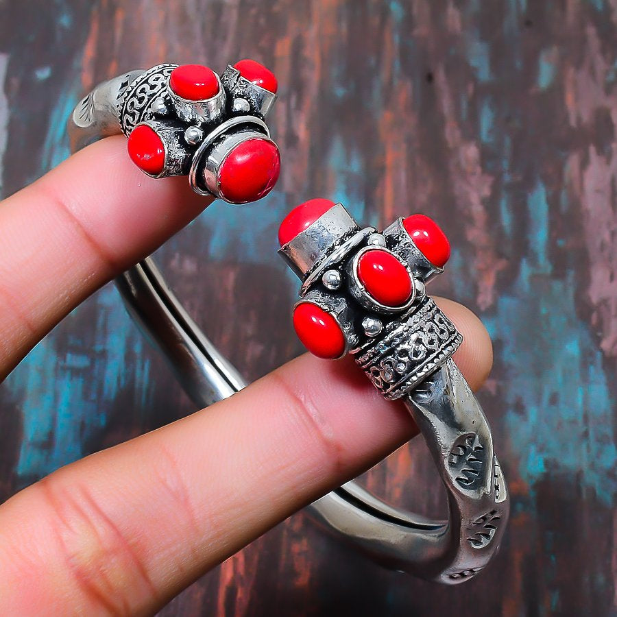 Siren’s Flame – Coral & Silver Cuff