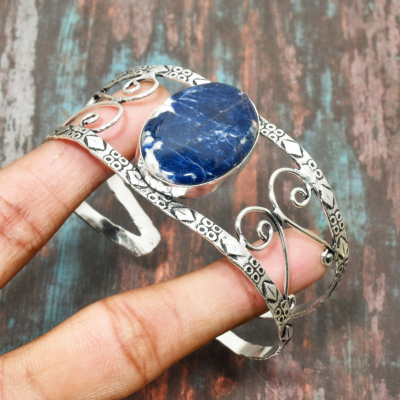 Sodalite Serenity – Silver Harmony Bracelet
