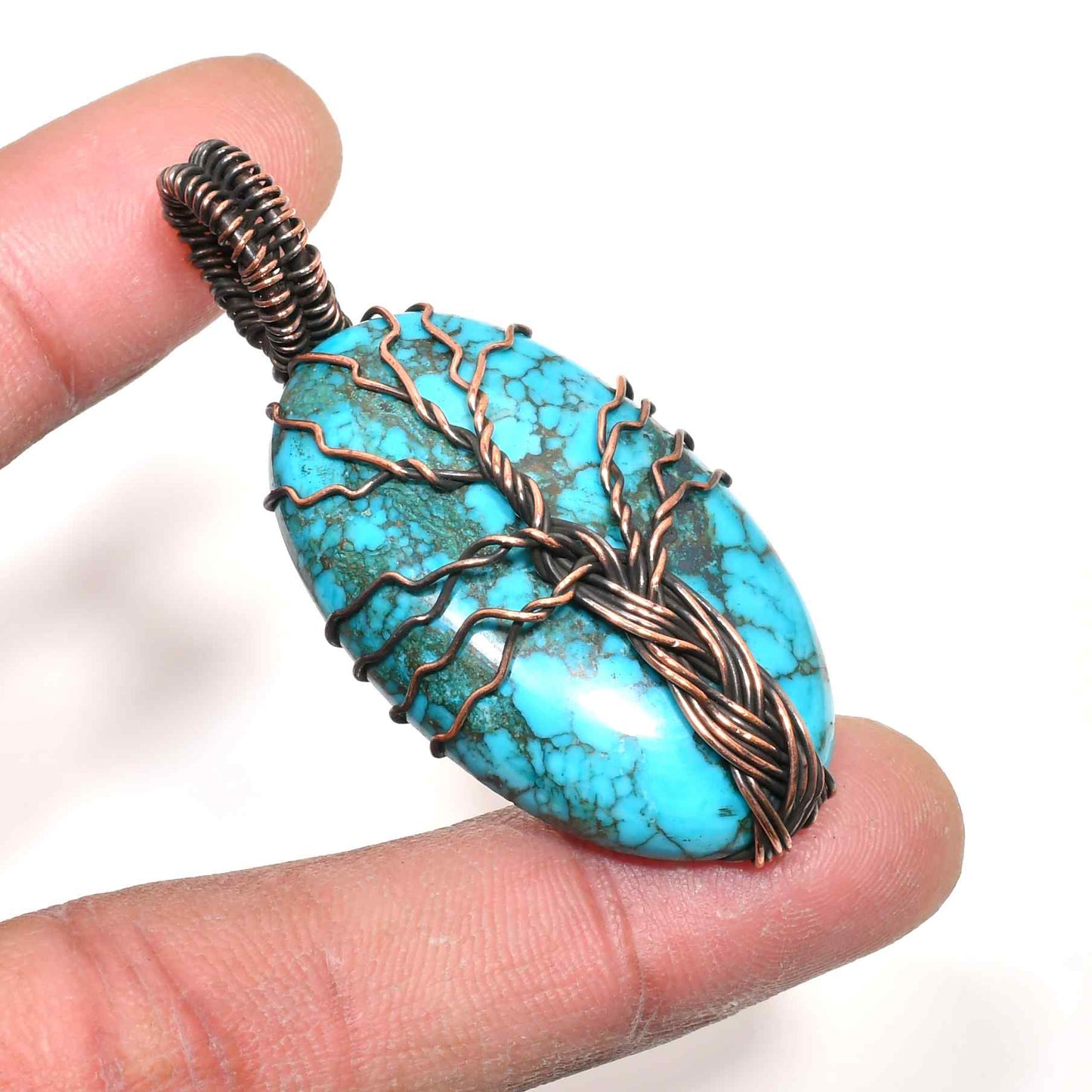 Gaia’s Embrace – Turquoise Copper Tree of Life Pendant