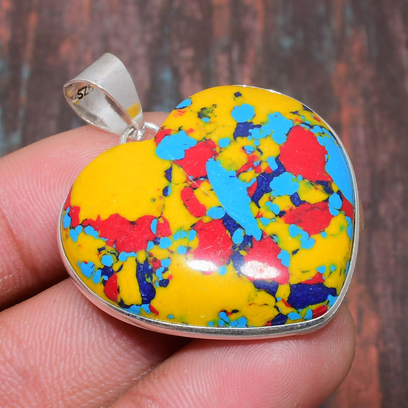Heart of Color – Tri-Color Gemstone Silver Pendant