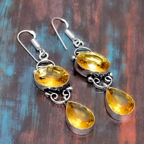 Prosperity’s Glow – Sterling Silver Citrine Earrings
