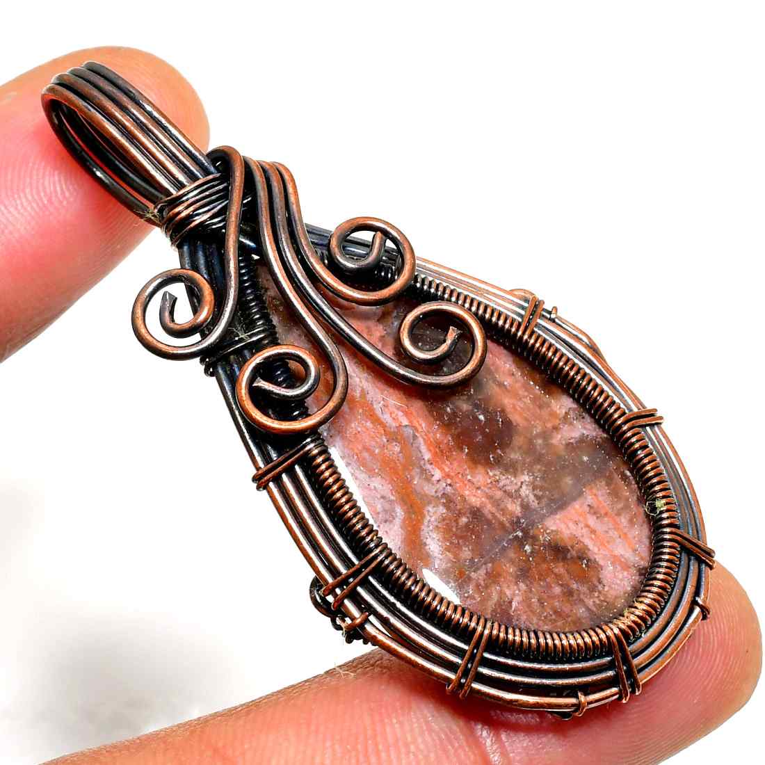 Gaia’s Veil – Oxidized Copper Gemstone Pendant