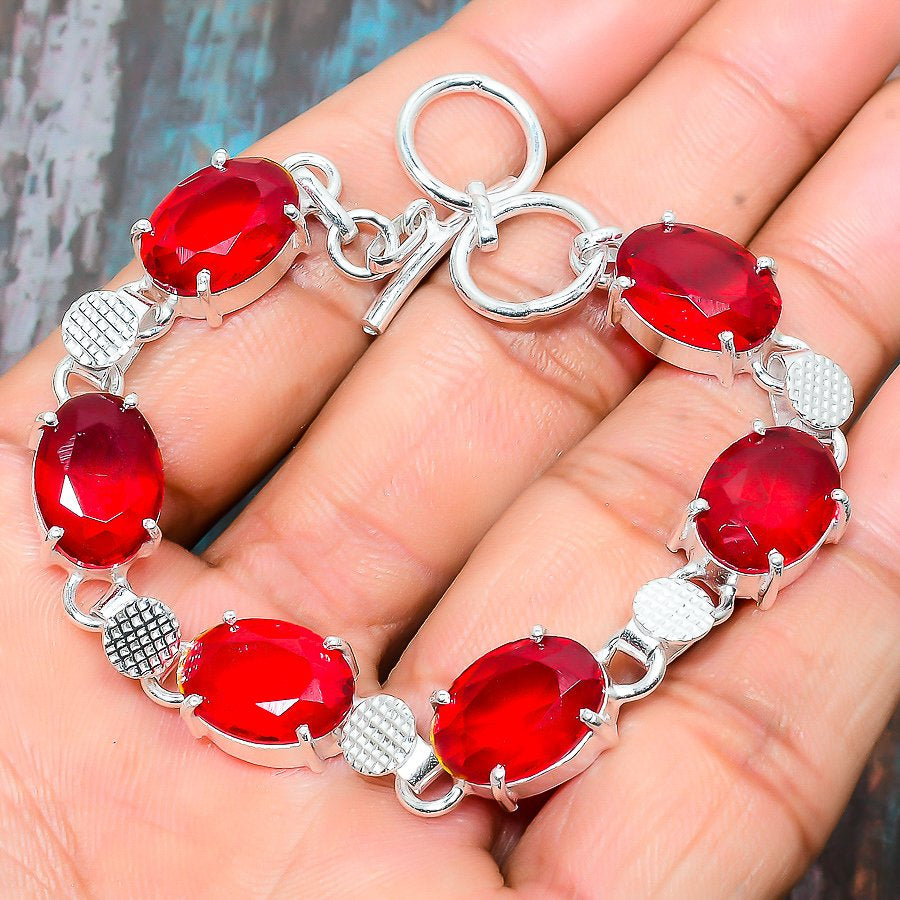 Scarlet Brilliance – Ruby & Sterling Silver Bracelet