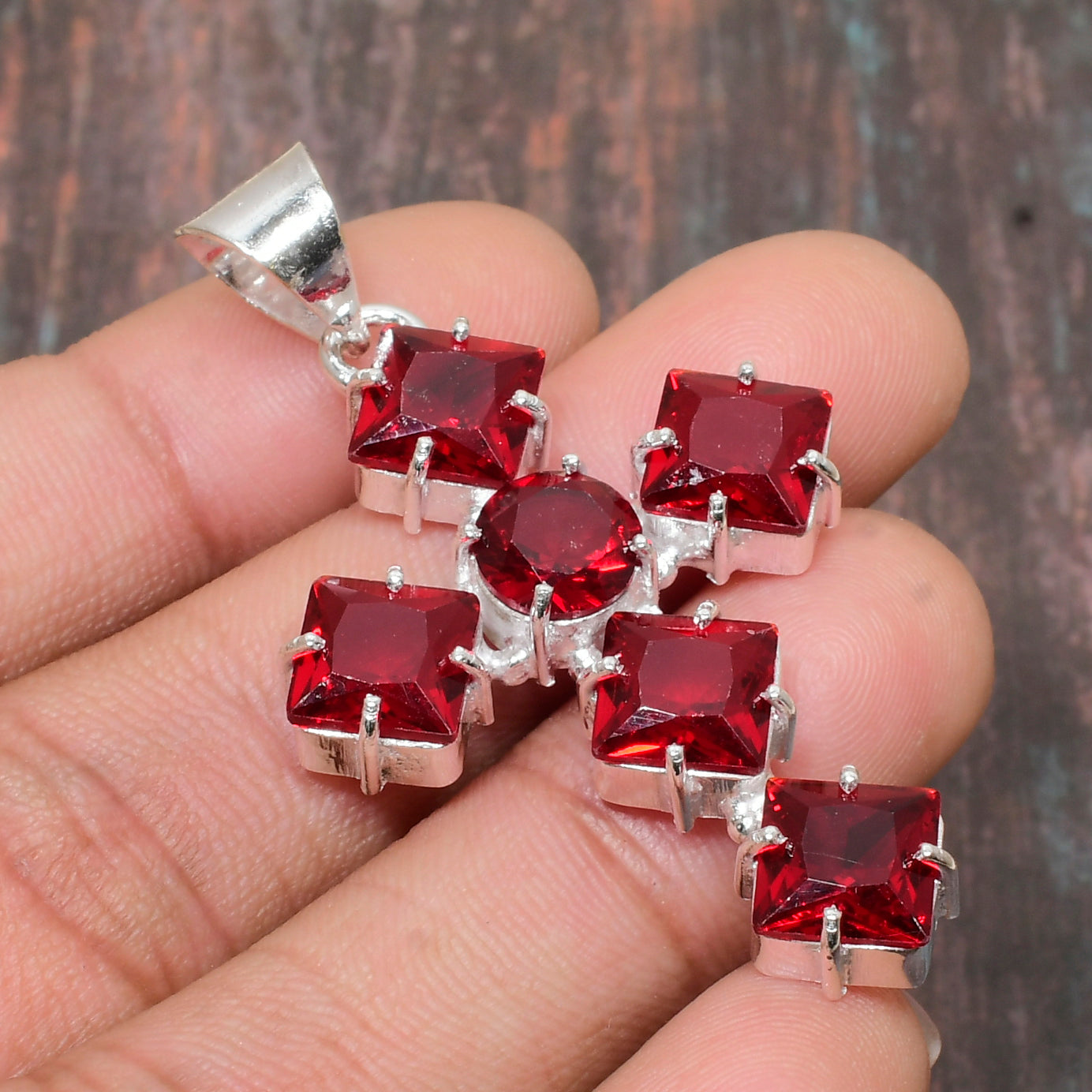 Ember’s Embrace – Radiant Red CZ Silver Pendant