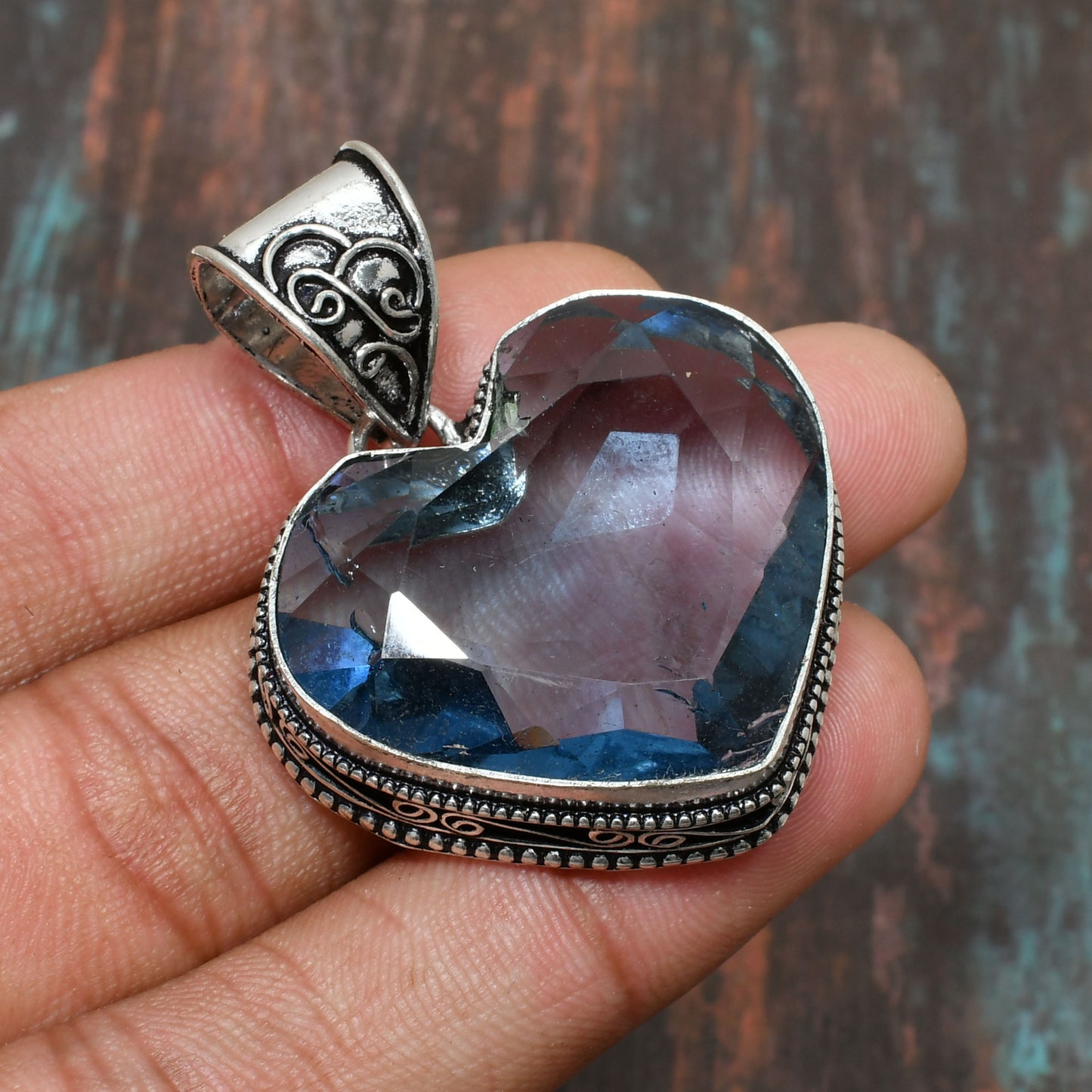 Heart of the Sea – Heart-Shaped Blue Topaz Sterling Silver Pendant