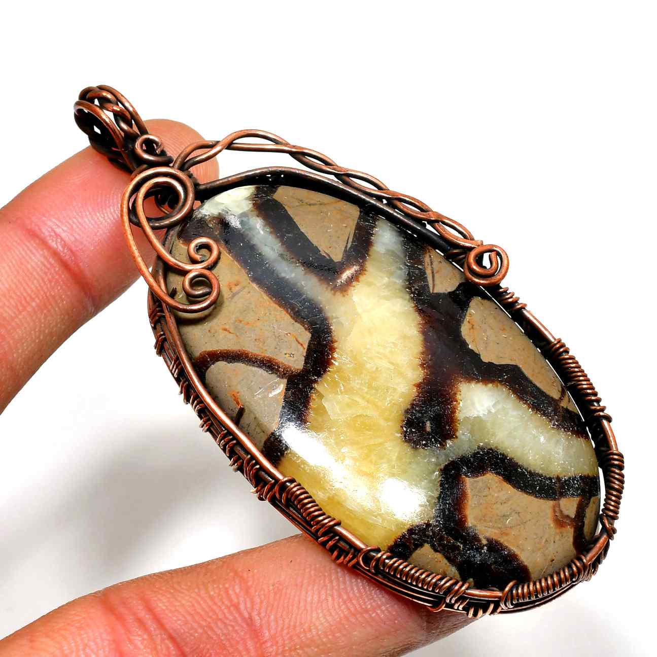 Ember’s Embrace – Oxidized Copper Grounding Stone Pendant