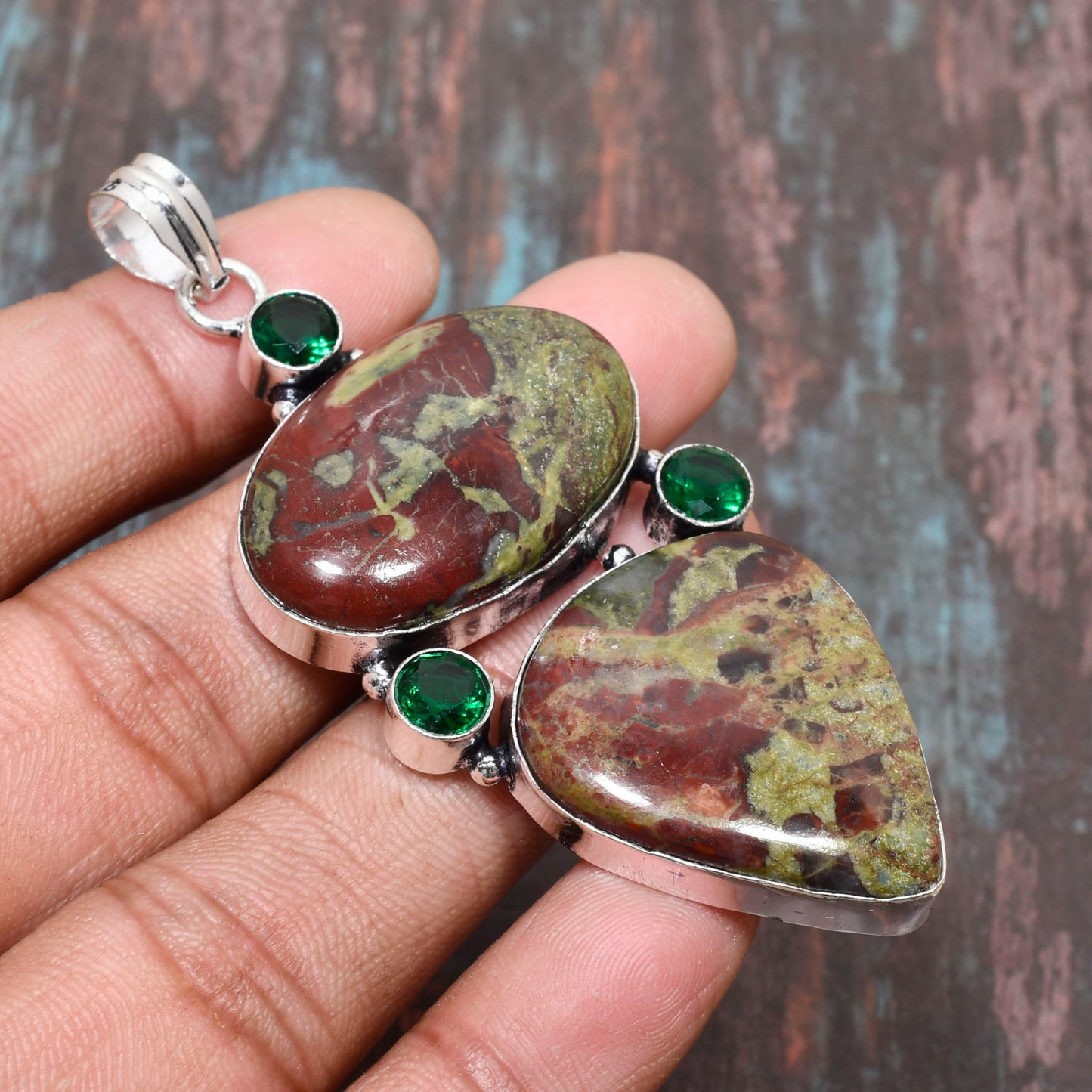 Gaia’s Embrace – Jasper & Chrysoprase Silver Pendant
