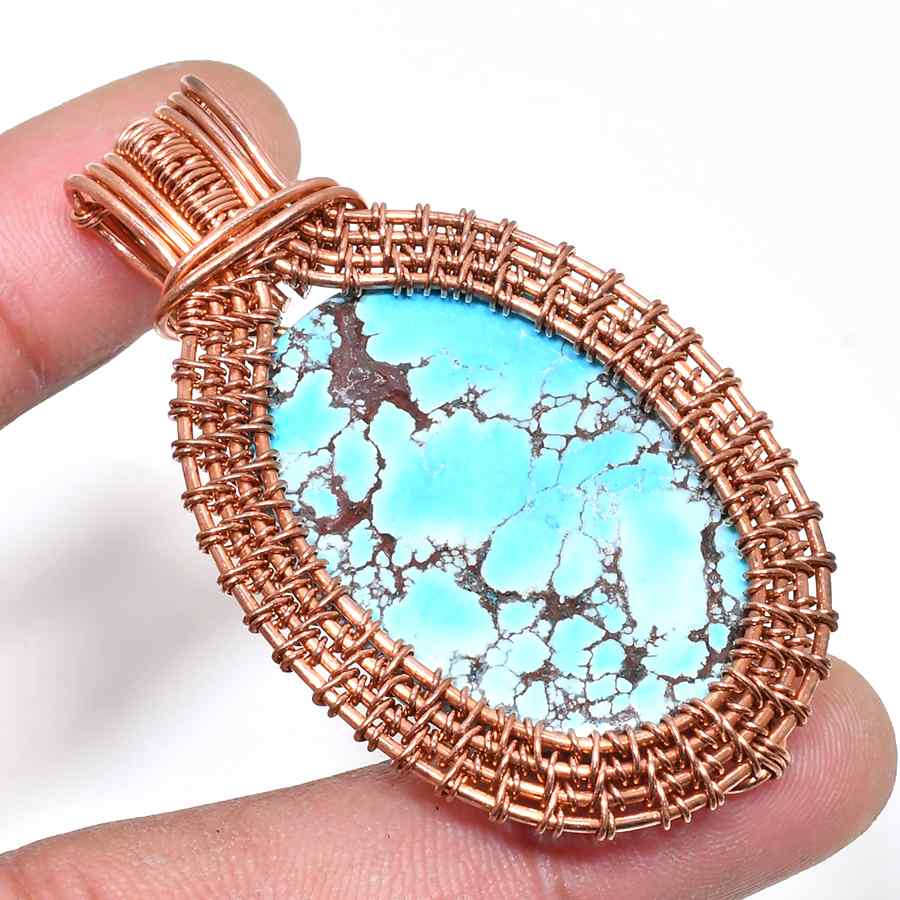 Ocean’s Embrace – Turquoise Copper Wire Pendant