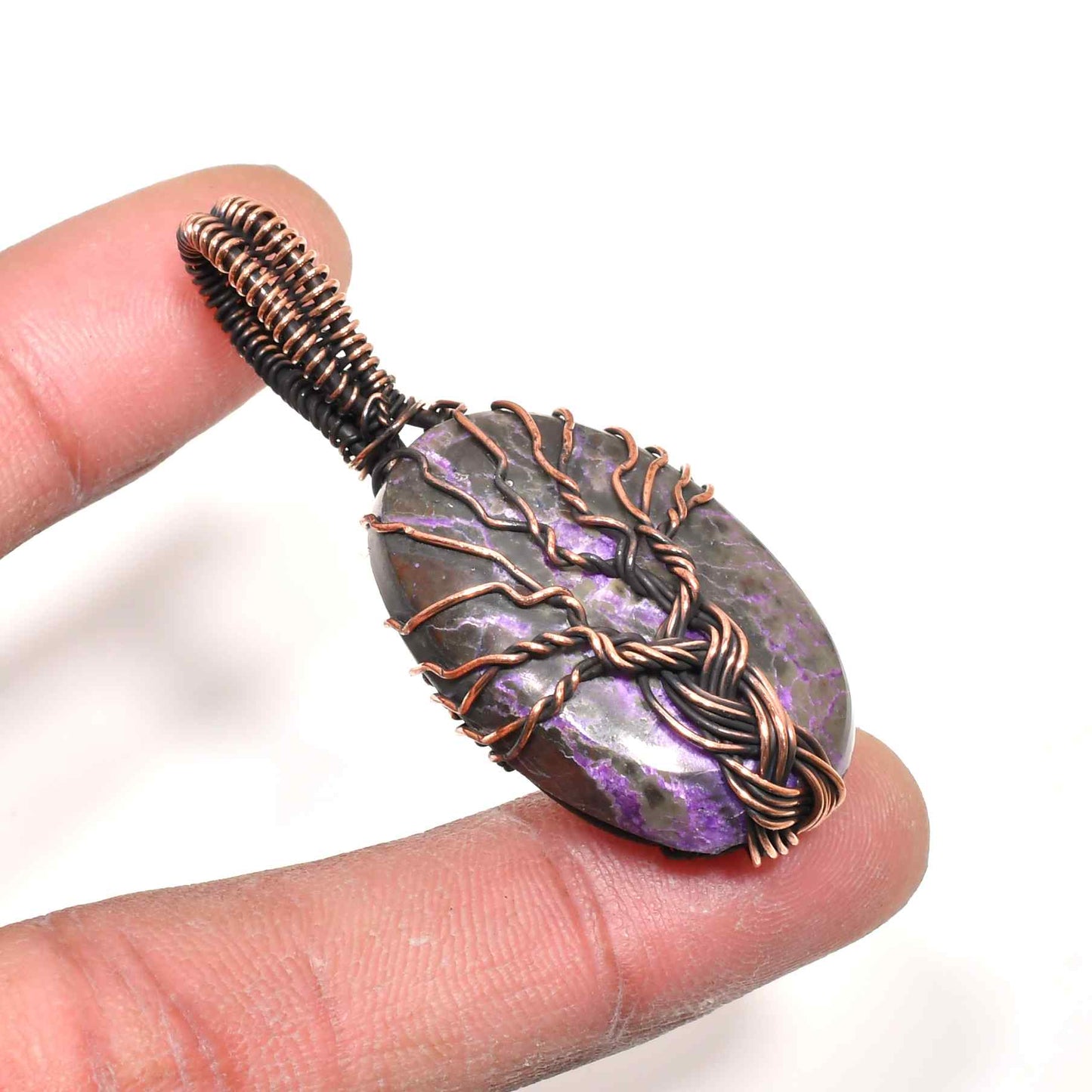 Gaia’s Sentinel – Amethyst Copper Pendant
