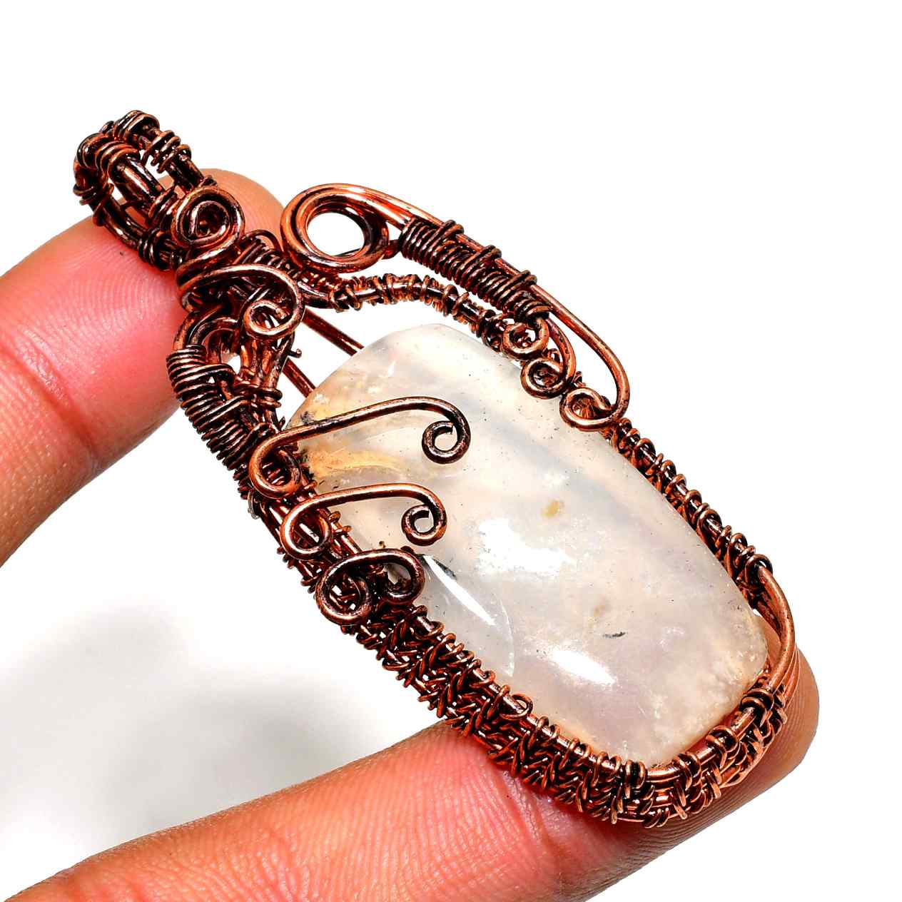 Moonlit Serenity – Copper-Wrapped Moonstone Pendant