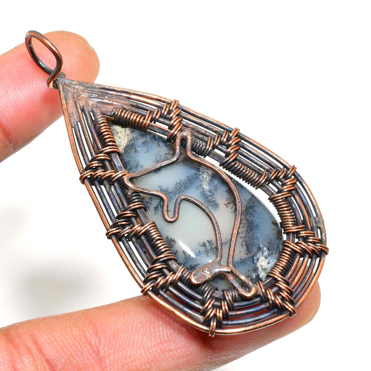 Earthsong – Agate & Copper Wire Pendant