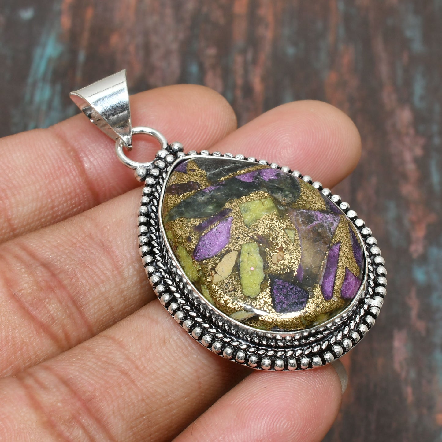 Prismatic Muse – Sterling Silver Multicolor Stone Pendant