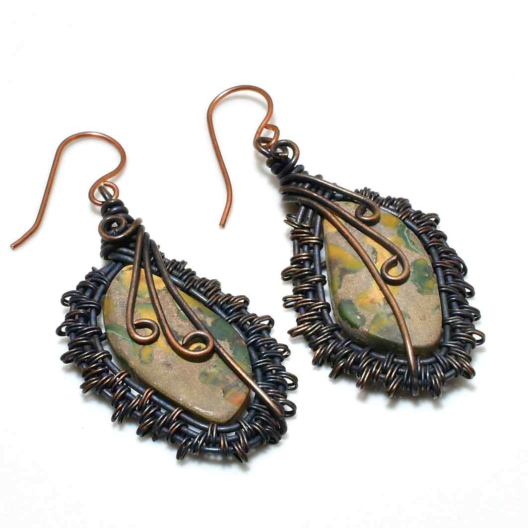 Earth’s Embrace – Oxidized Copper Gemstone Earrings